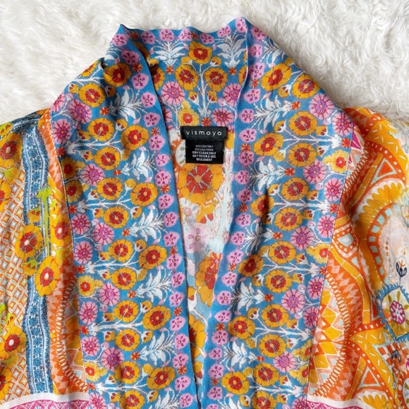 Anthropologie Vismaya Woman Floral Flowy Sheer Kimono Cardigan ONE SIZE Boho - Picture 7 of 8